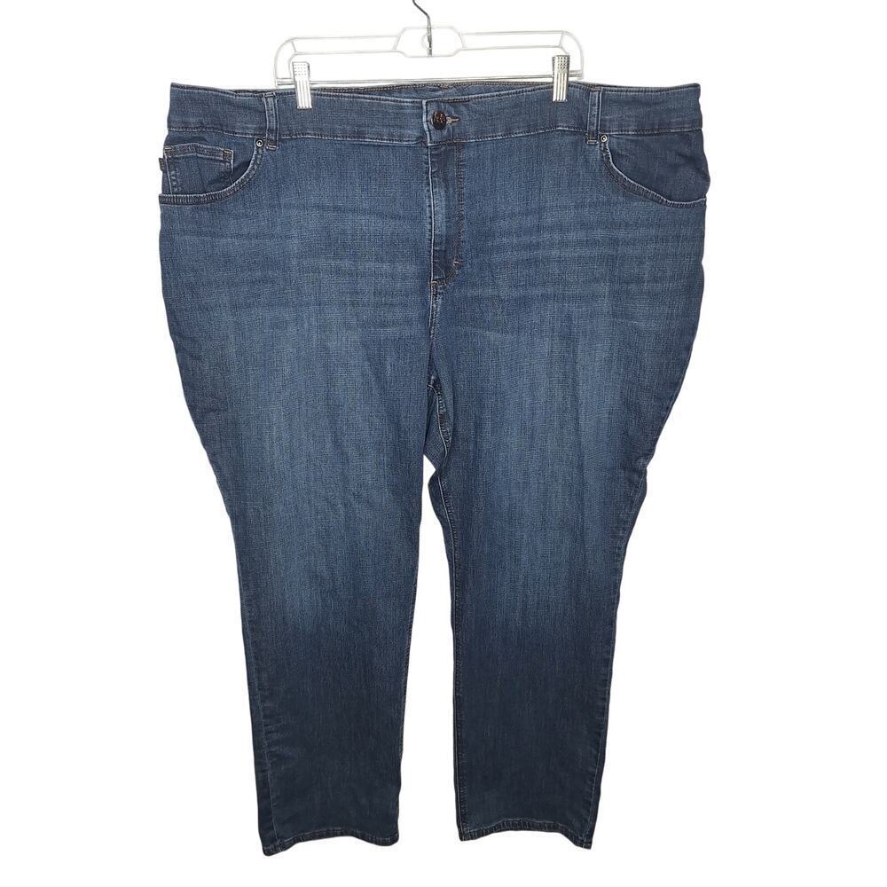 LEE Womens Jeans Relaxed Mid Rise Straight Leg Stretch 28W (50"x31") Medium Wash